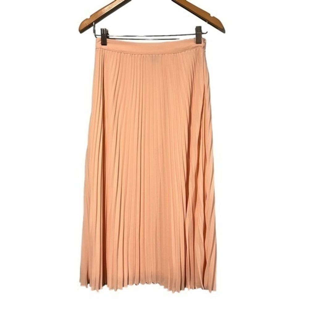 Forever 21 Peach Pleated Midi Skirt Chiffon Accordion Pastel Pink Small #109